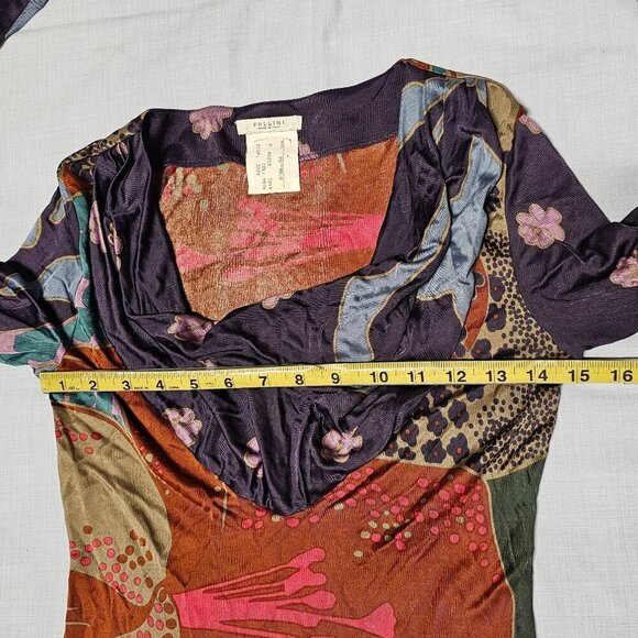 Pollini Made in Italy Cowl Neck Top Blouse Shirt Women Size 8 Long Sleeve - Picture 7 of 15